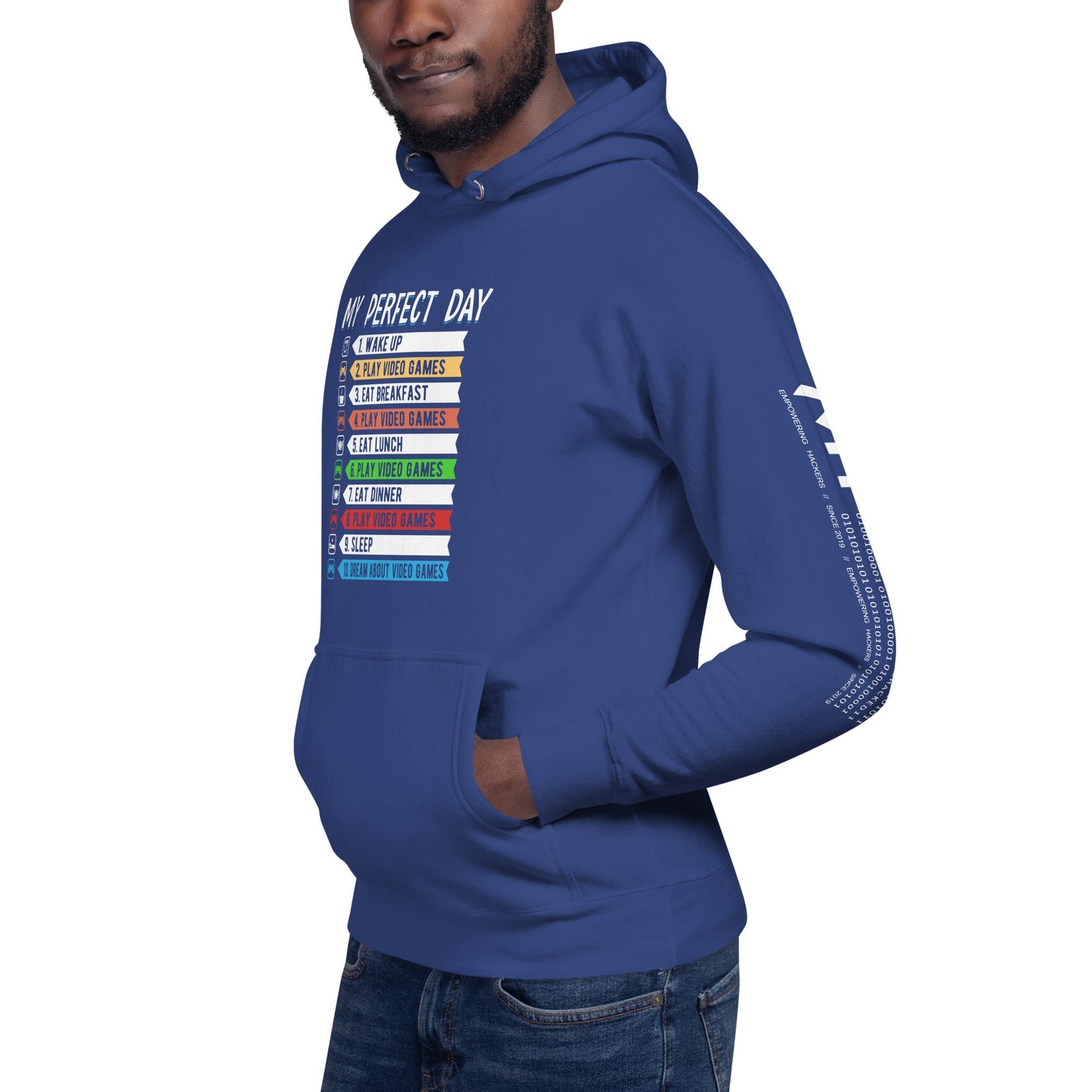 My perfect day wake up play video games Unisex Hoodie by DarkByteGear