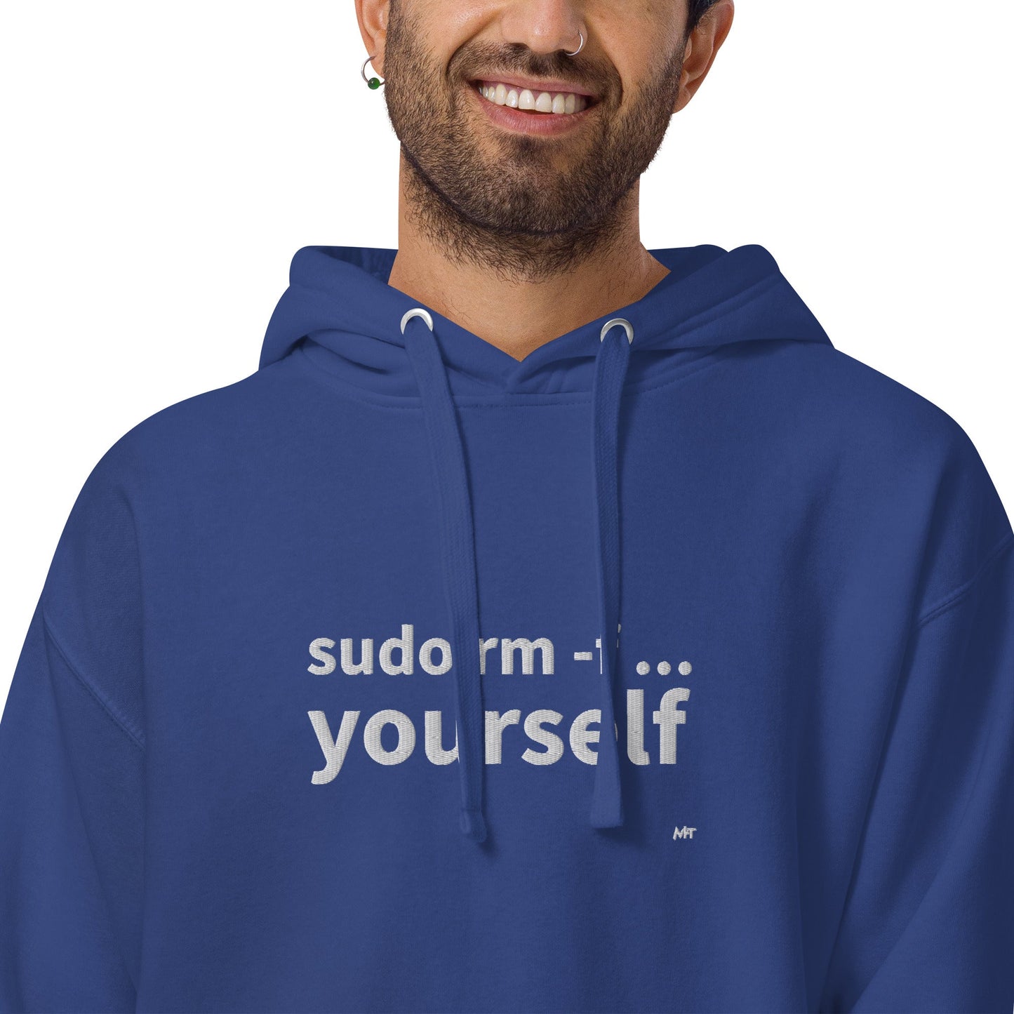 Sudo rm -f yourself - Unisex Hoodie (embroidered) by DarkByteGear