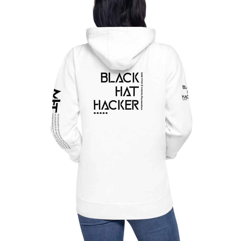 Black Hat Hacker - Unisex Hoodie (back print) by DarkByteGear