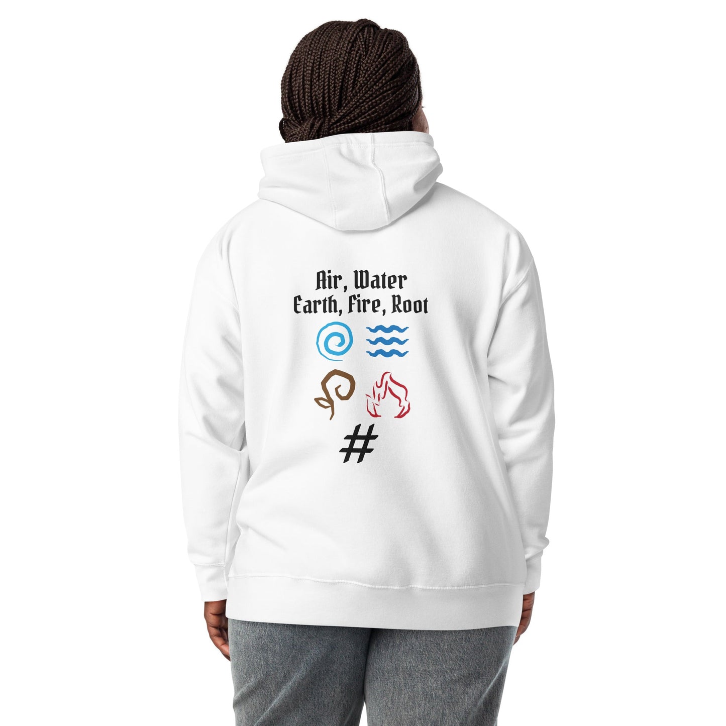 Air, Water, Earth, Fire, Root - Unisex Hoodie ( Back Print ) by DarkByteGear