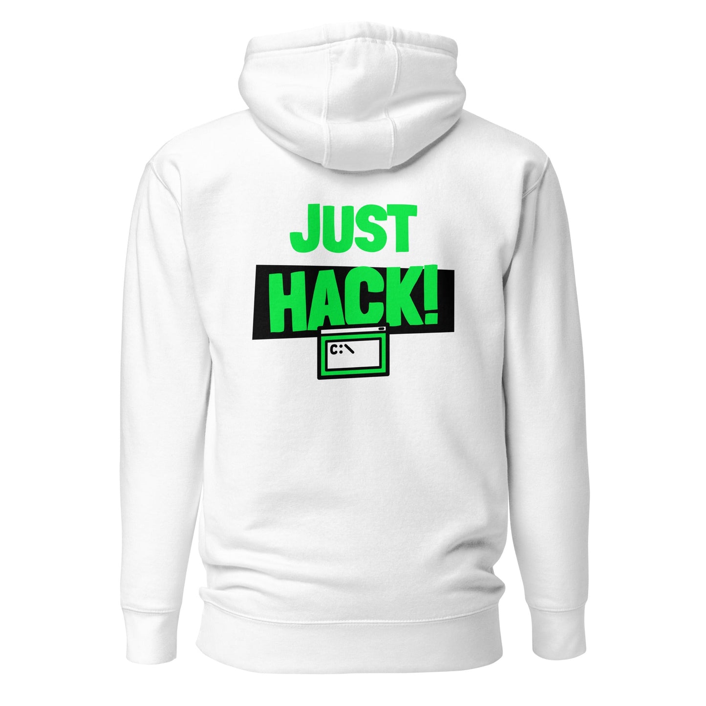 Just Hack (Green text) - Unisex Hoodie (back print) by DarkByteGear