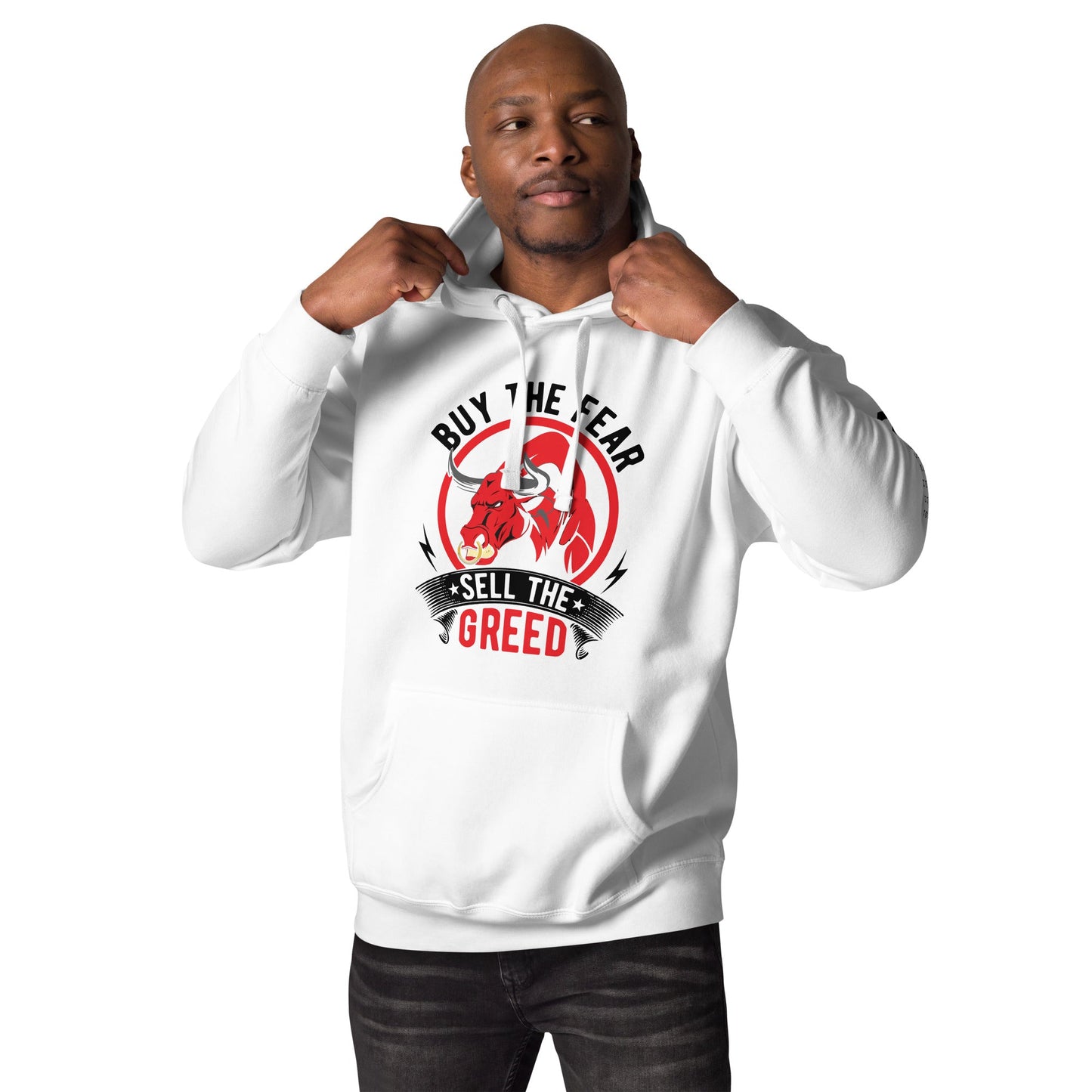 Buy the Fear; Sell the Greed in Dark Text - Unisex Hoodie by DarkByteGear