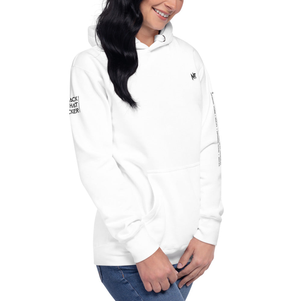 Black Hat Hacker - Unisex Hoodie (back print) by DarkByteGear