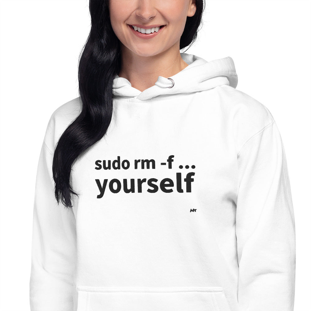 Sudo rm -f yourself - Unisex Hoodie (embroidered) by DarkByteGear