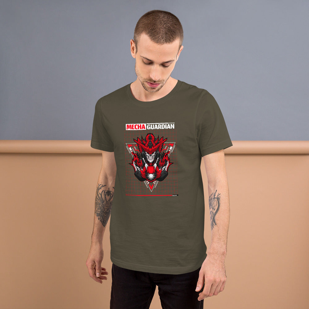 Red Mecha Guardian - Short-Sleeve Unisex T-Shirt by DarkByteGear