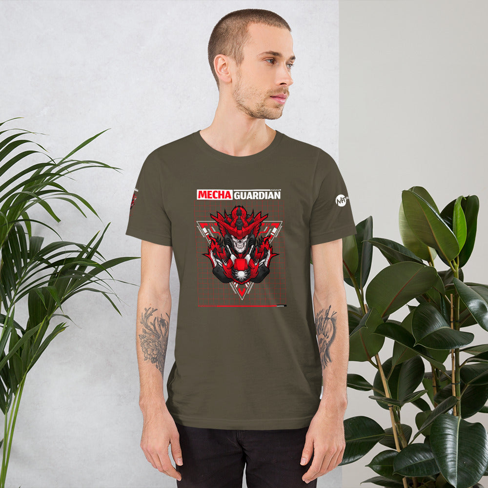 Red Mecha Guardian - Short-Sleeve Unisex T-Shirt by DarkByteGear