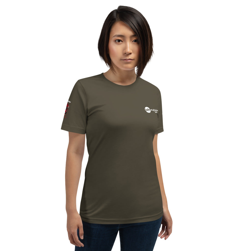 Red Mecha Guardian - Short-Sleeve Unisex T-Shirt (all sides print) by DarkByteGear