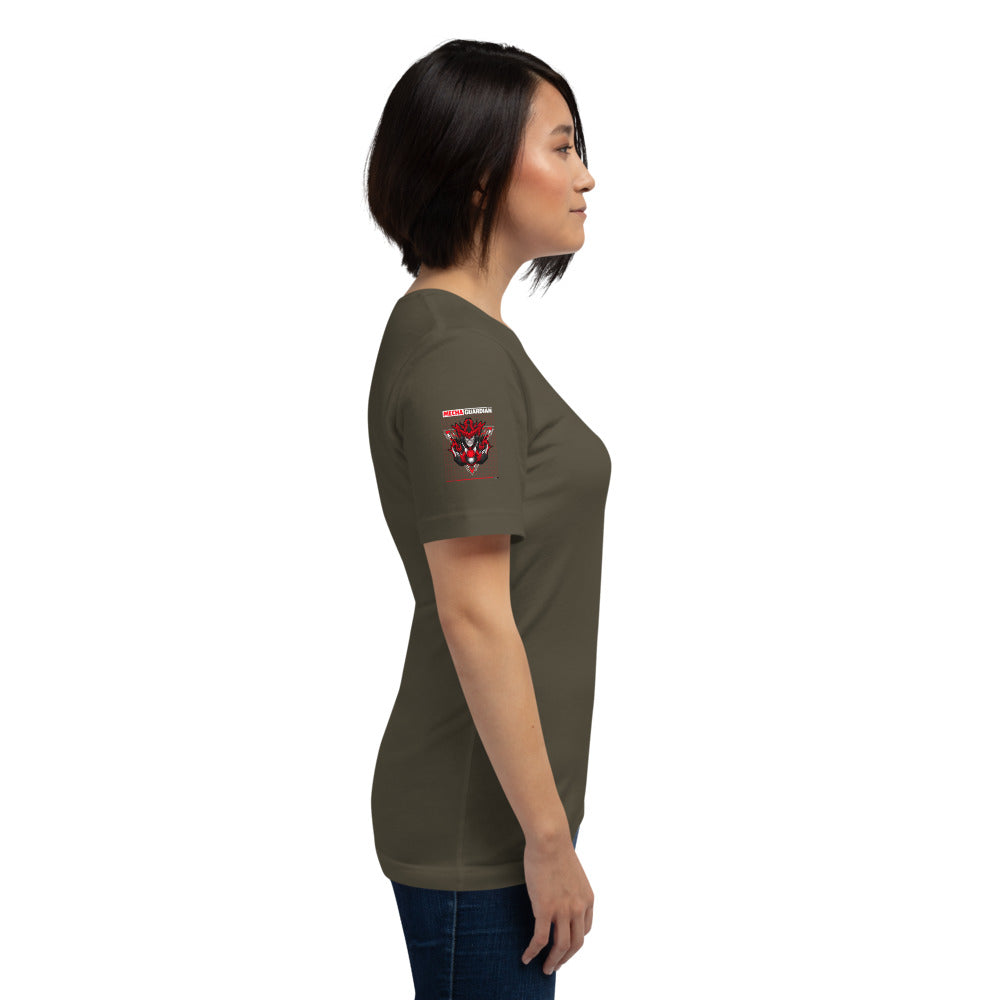 Red Mecha Guardian - Short-Sleeve Unisex T-Shirt (all sides print) by DarkByteGear