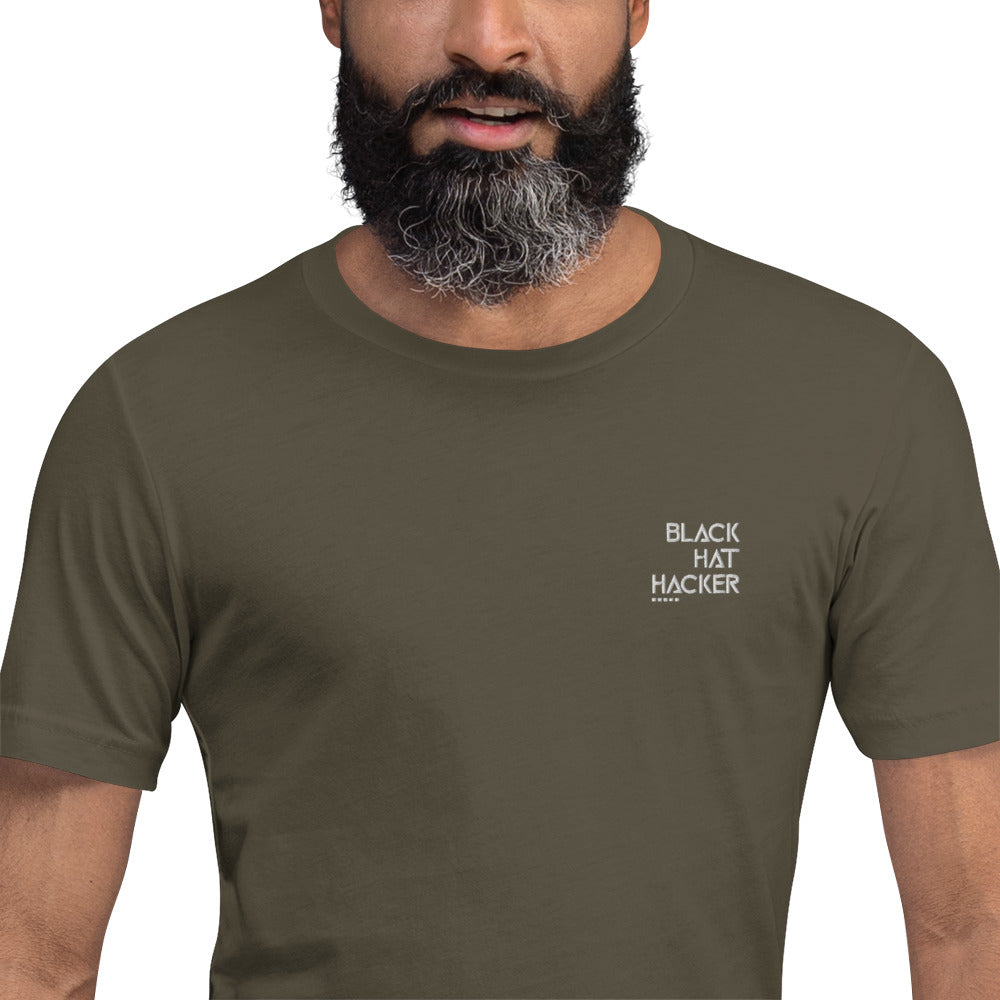 Black Hat Hacker - Short-Sleeve Unisex T-Shirt (embroidered ) by DarkByteGear