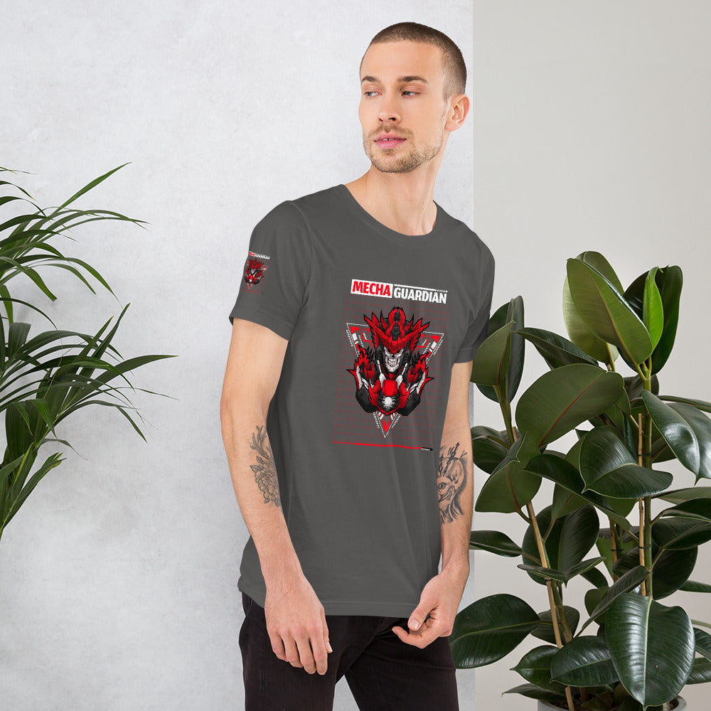 Red Mecha Guardian - Short-Sleeve Unisex T-Shirt by DarkByteGear