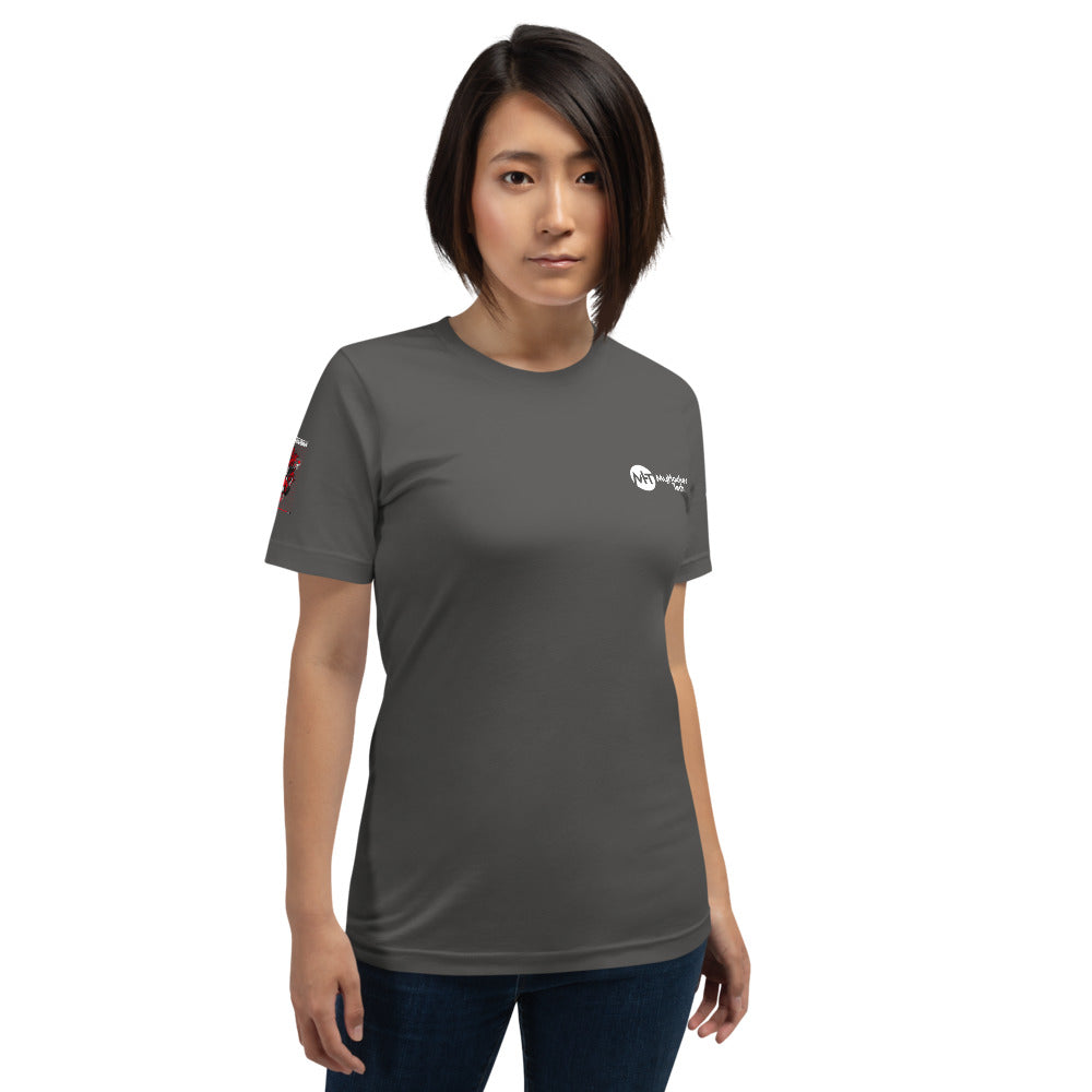 Red Mecha Guardian - Short-Sleeve Unisex T-Shirt (all sides print) by DarkByteGear