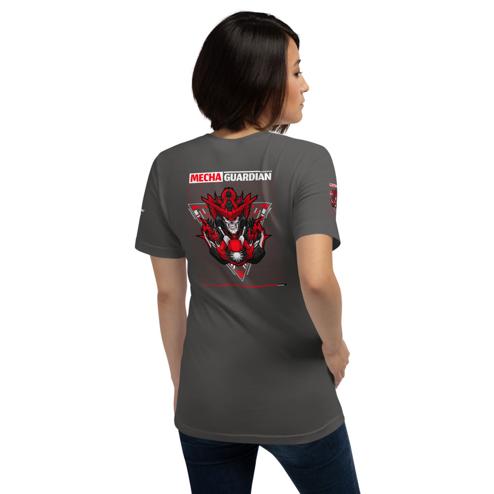 Red Mecha Guardian - Short-Sleeve Unisex T-Shirt (all sides print) by DarkByteGear