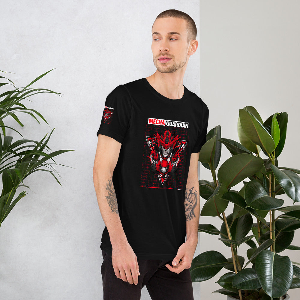 Red Mecha Guardian - Short-Sleeve Unisex T-Shirt by DarkByteGear