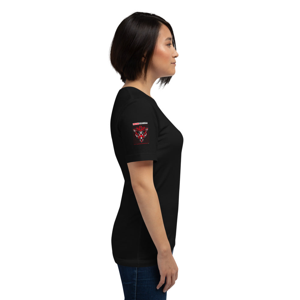 Red Mecha Guardian - Short-Sleeve Unisex T-Shirt (all sides print) by DarkByteGear