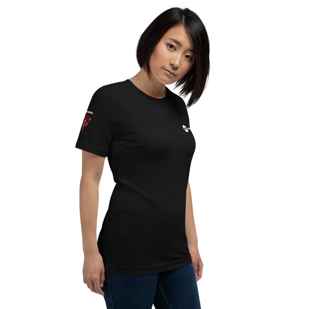Red Mecha Guardian - Short-Sleeve Unisex T-Shirt (all sides print) by DarkByteGear