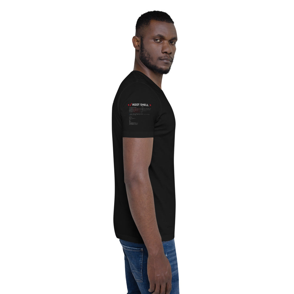 root shell - Short-Sleeve Unisex T-Shirt (all sides print) by DarkByteGear