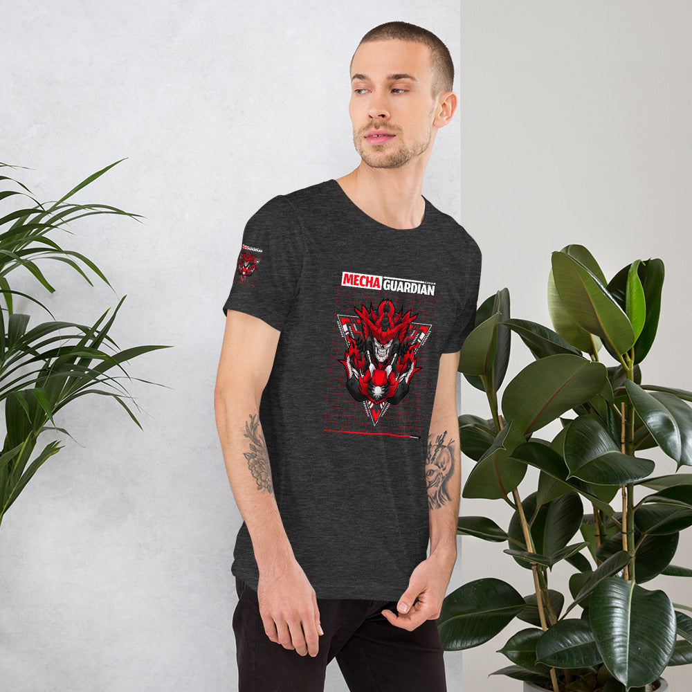 Red Mecha Guardian - Short-Sleeve Unisex T-Shirt by DarkByteGear