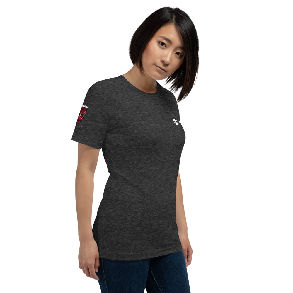 Red Mecha Guardian - Short-Sleeve Unisex T-Shirt (all sides print) by DarkByteGear