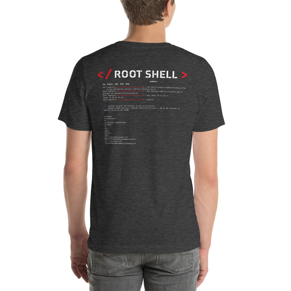 root shell - Short-Sleeve Unisex T-Shirt (back print) by DarkByteGear