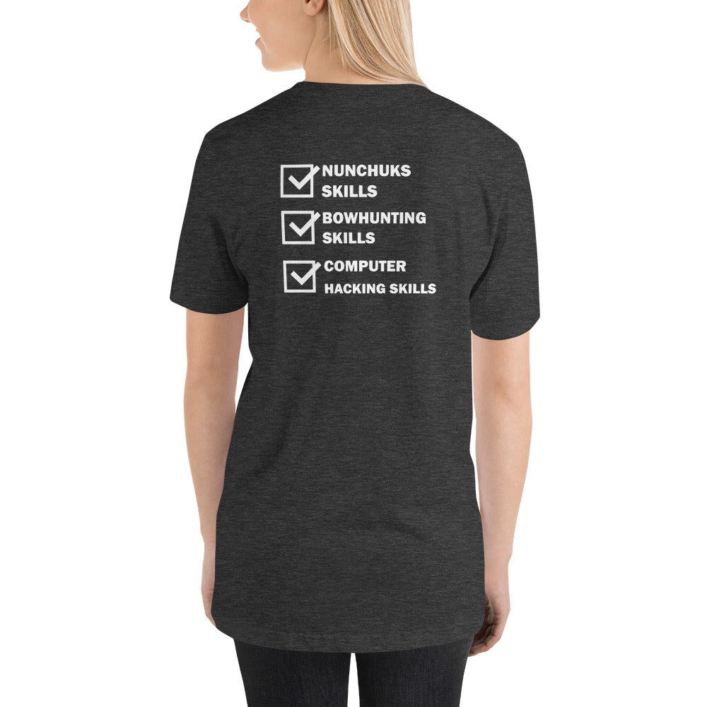 Computer Hacking Skills - Short-Sleeve Unisex T-Shirt (back print) by DarkByteGear
