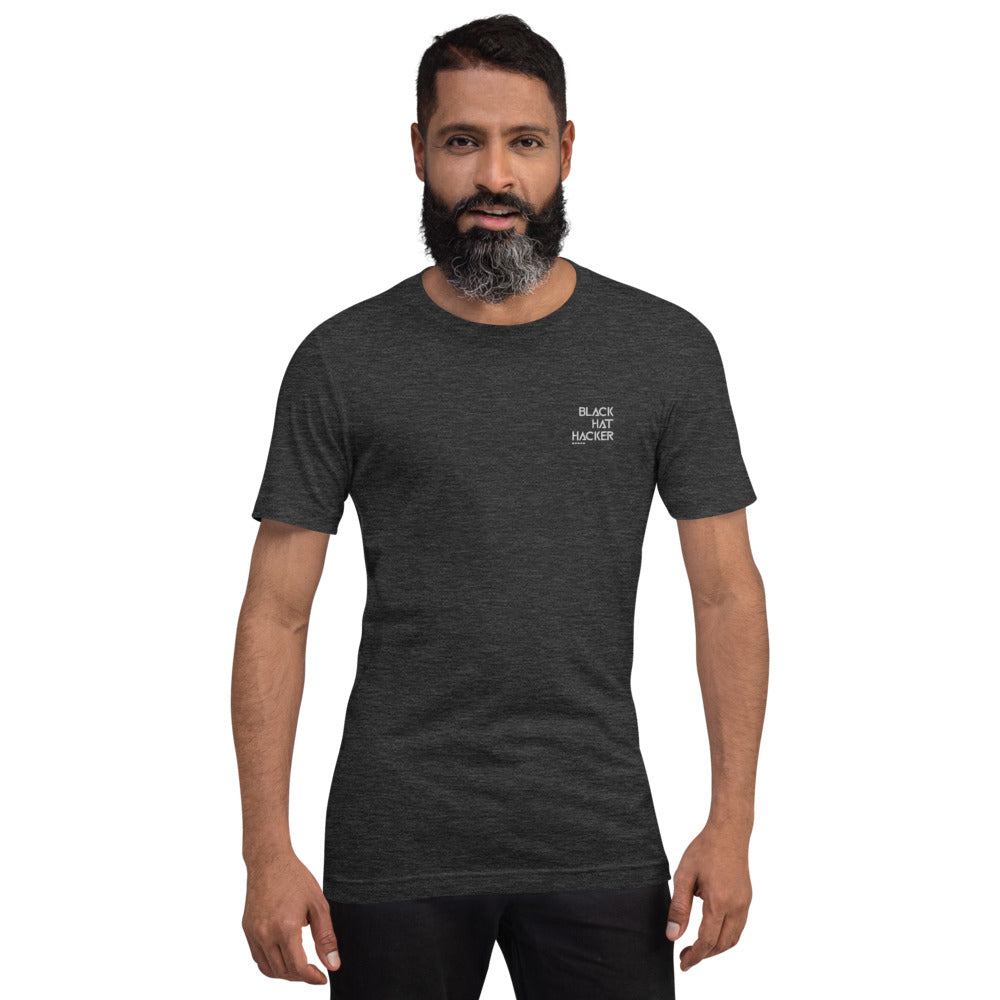 Black Hat Hacker - Short-Sleeve Unisex T-Shirt (embroidered ) by DarkByteGear