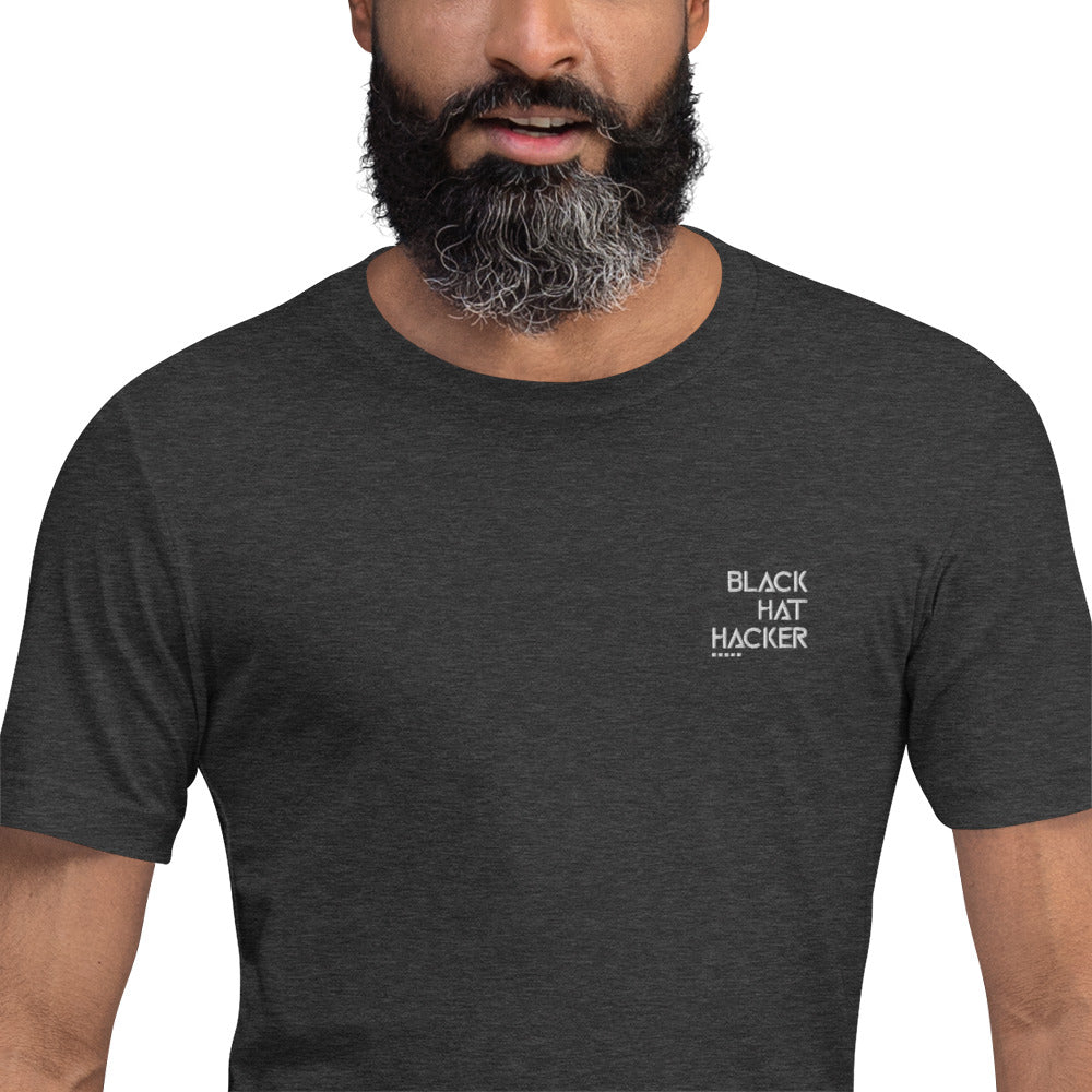 Black Hat Hacker - Short-Sleeve Unisex T-Shirt (embroidered ) by DarkByteGear