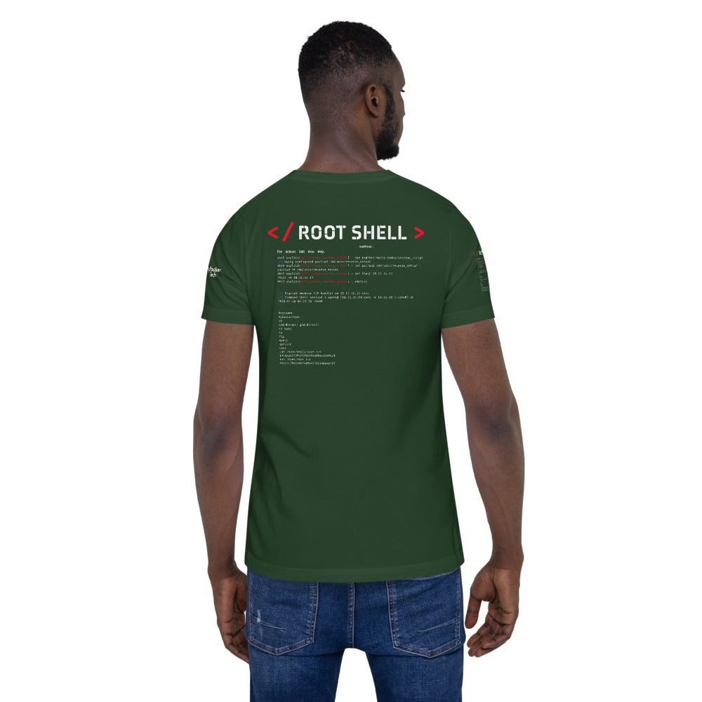 root shell - Short-Sleeve Unisex T-Shirt (all sides print) by DarkByteGear
