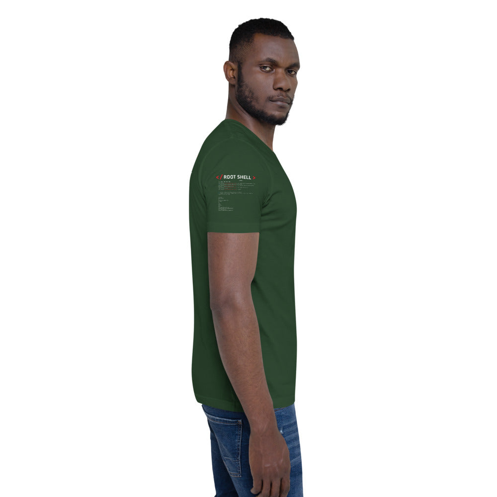root shell - Short-Sleeve Unisex T-Shirt (all sides print) by DarkByteGear