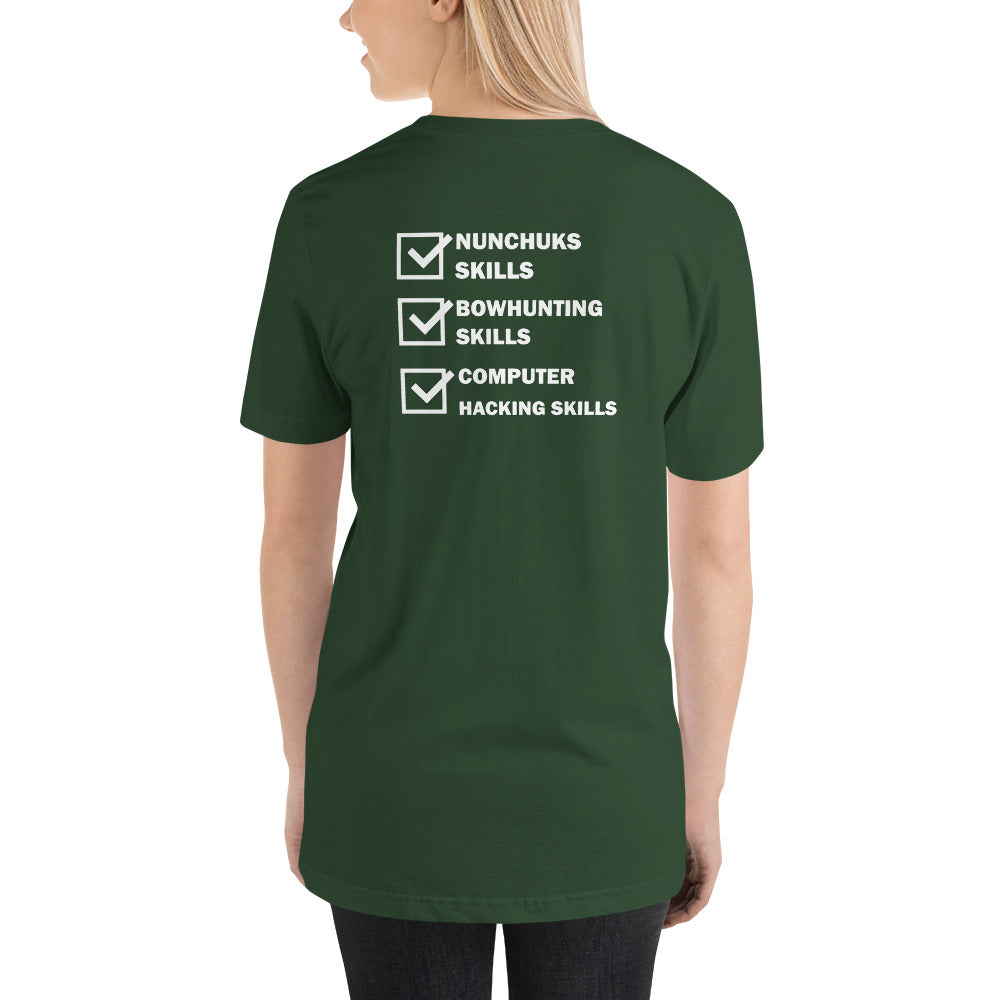 Computer Hacking Skills - Short-Sleeve Unisex T-Shirt (back print) by DarkByteGear
