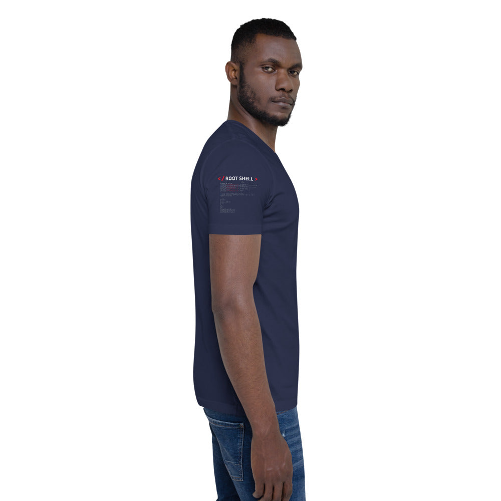 root shell - Short-Sleeve Unisex T-Shirt (all sides print) by DarkByteGear