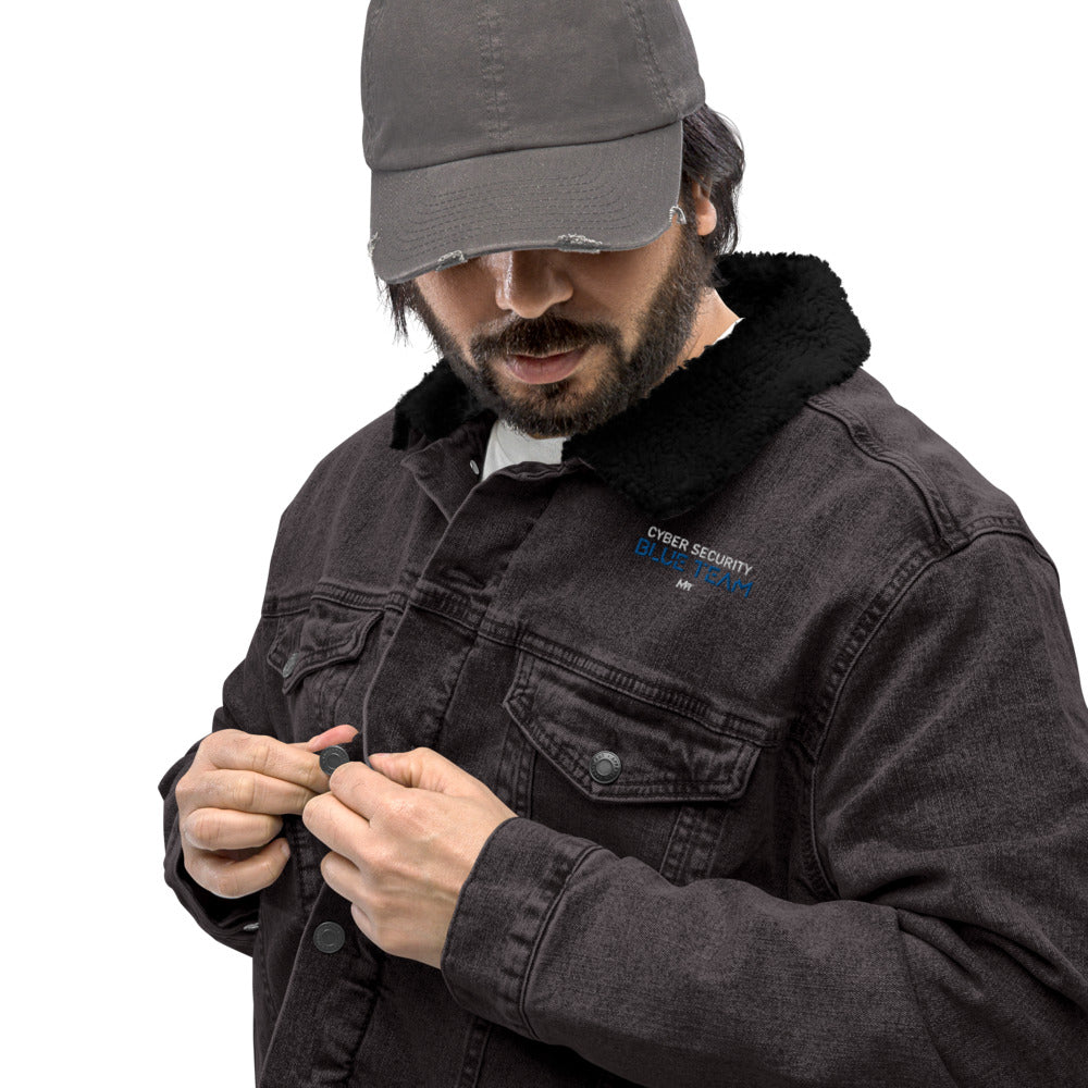 Cybersecurity Blue Team v4 - Unisex denim sherpa jacket by DarkByteGear