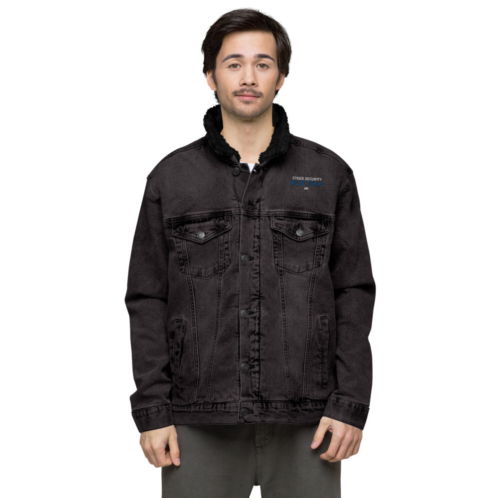 Cybersecurity Blue Team v4 - Unisex denim sherpa jacket by DarkByteGear