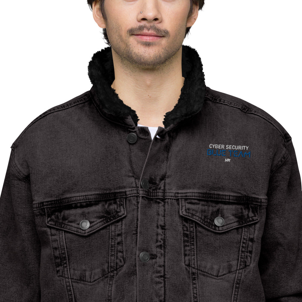 Cybersecurity Blue Team v4 - Unisex denim sherpa jacket by DarkByteGear