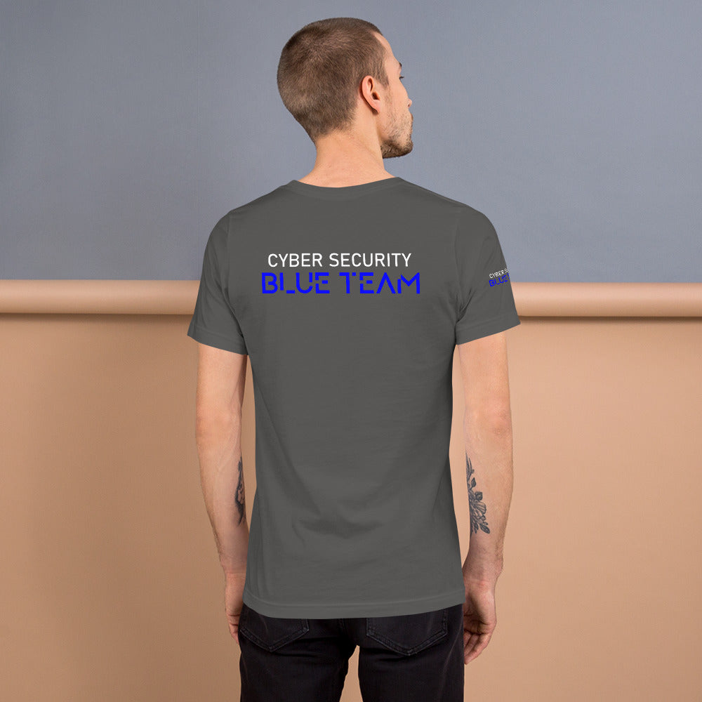 Cybersecurity Blue Team v4 - Short-sleeve unisex t-shirt (back print) by DarkByteGear