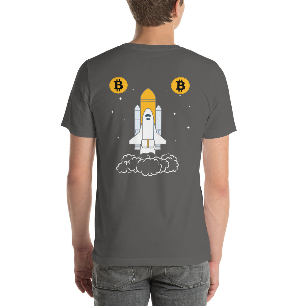 Bitcoin Spaceship Unisex t-shirt ( Back Print ) by DarkByteGear
