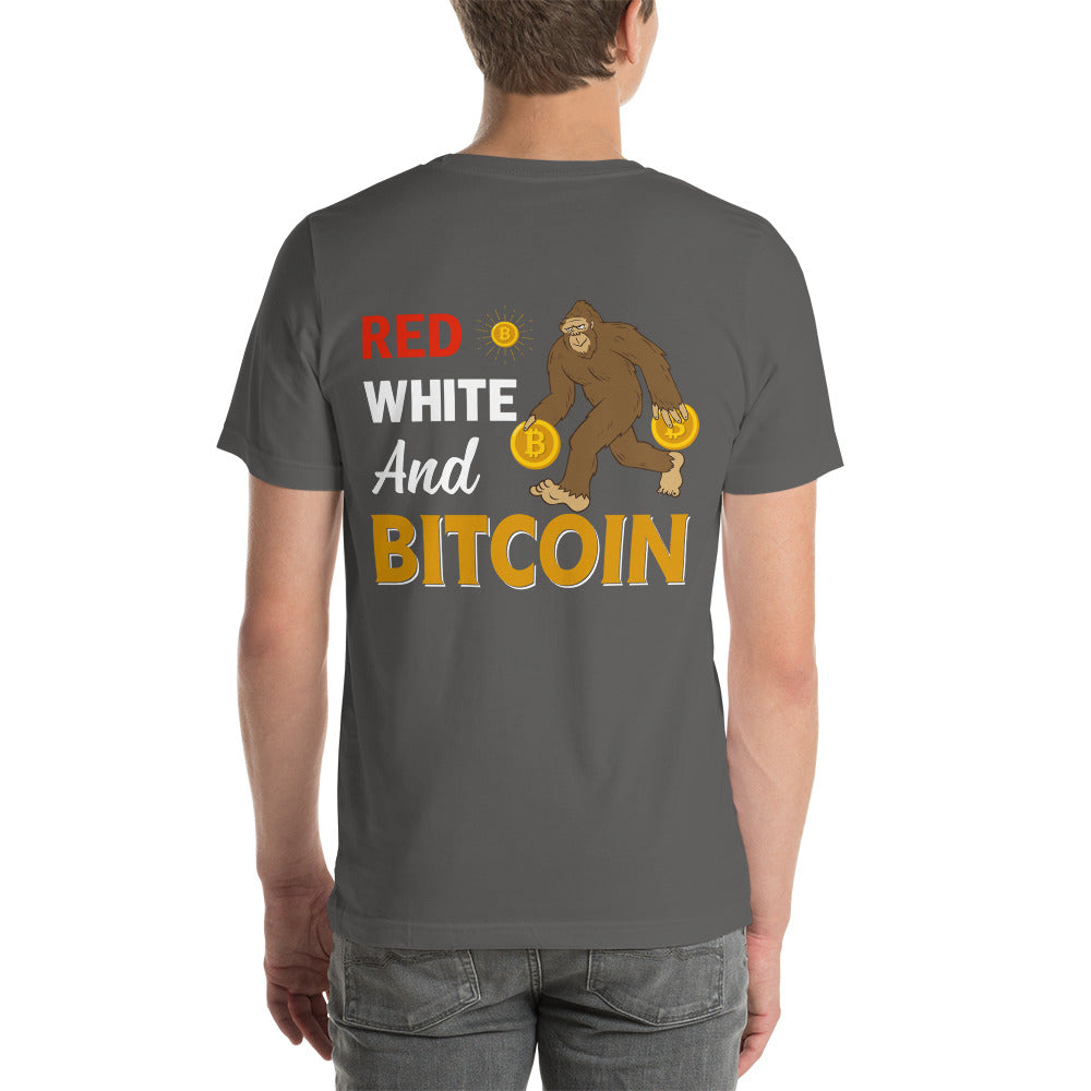 Red, White and Bitcoin - Unisex t-shirt ( Back Print ) by DarkByteGear