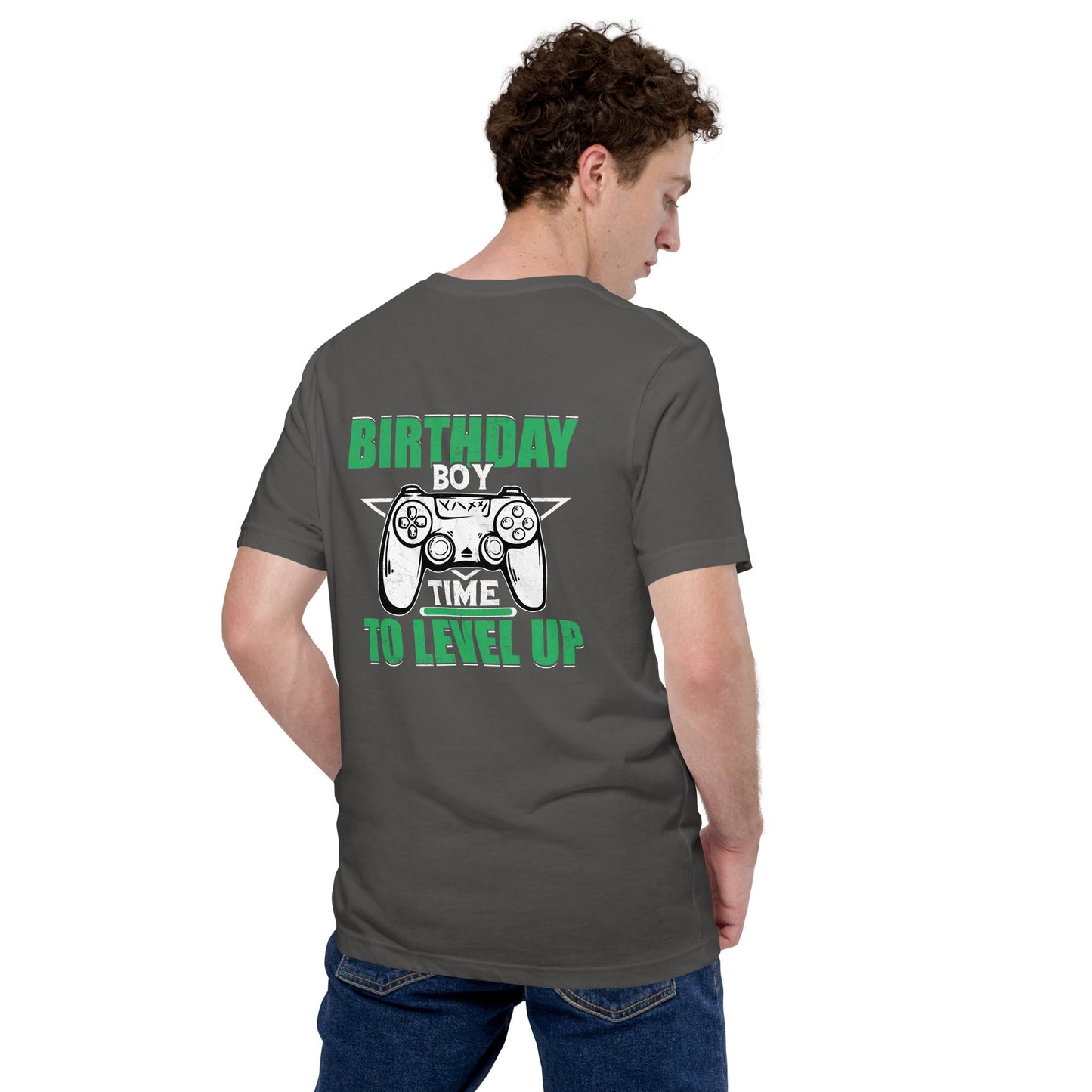 Birthday Boy Time to Level Up Unisex t-shirt ( Back Print ) by DarkByteGear
