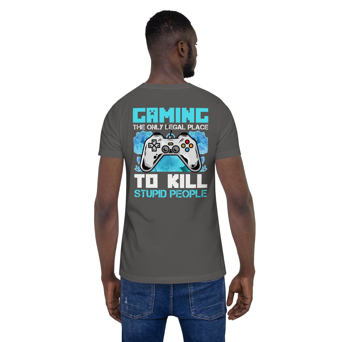 Gaming is the only Legal Place - Blue V ( Back Print ) by DarkByteGear