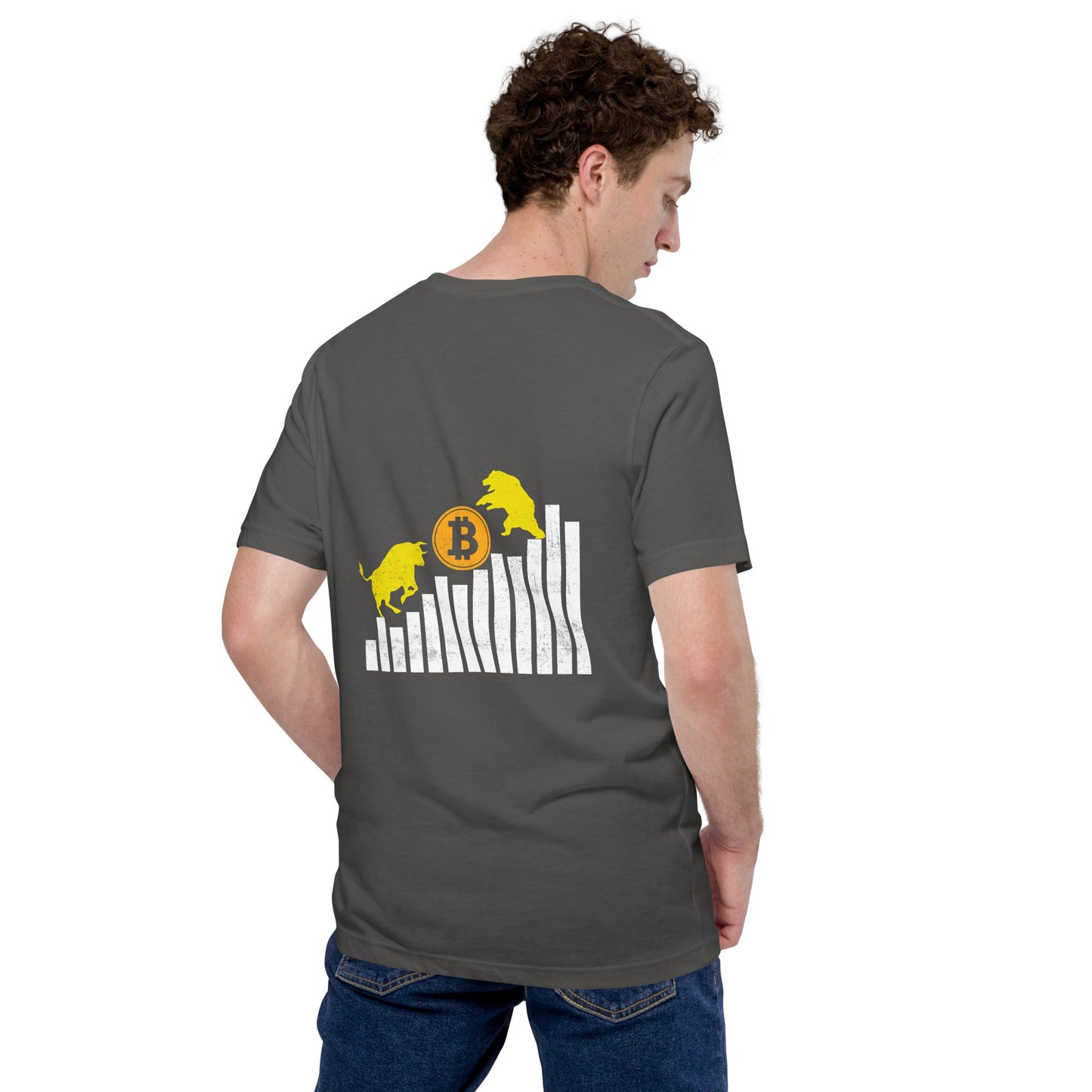 Bull Bear Bitcoin Statistic - Unisex t-shirt ( Back Print ) by DarkByteGear