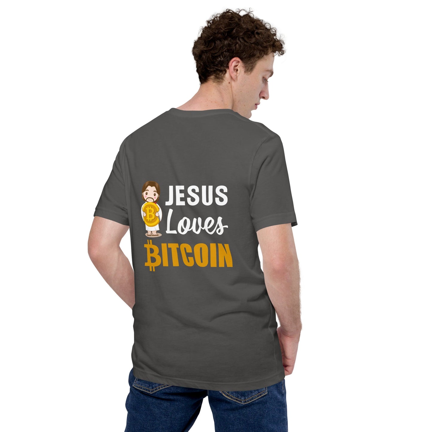 Jesus loves Bitcoin - Unisex t-shirt ( Back Print ) by DarkByteGear