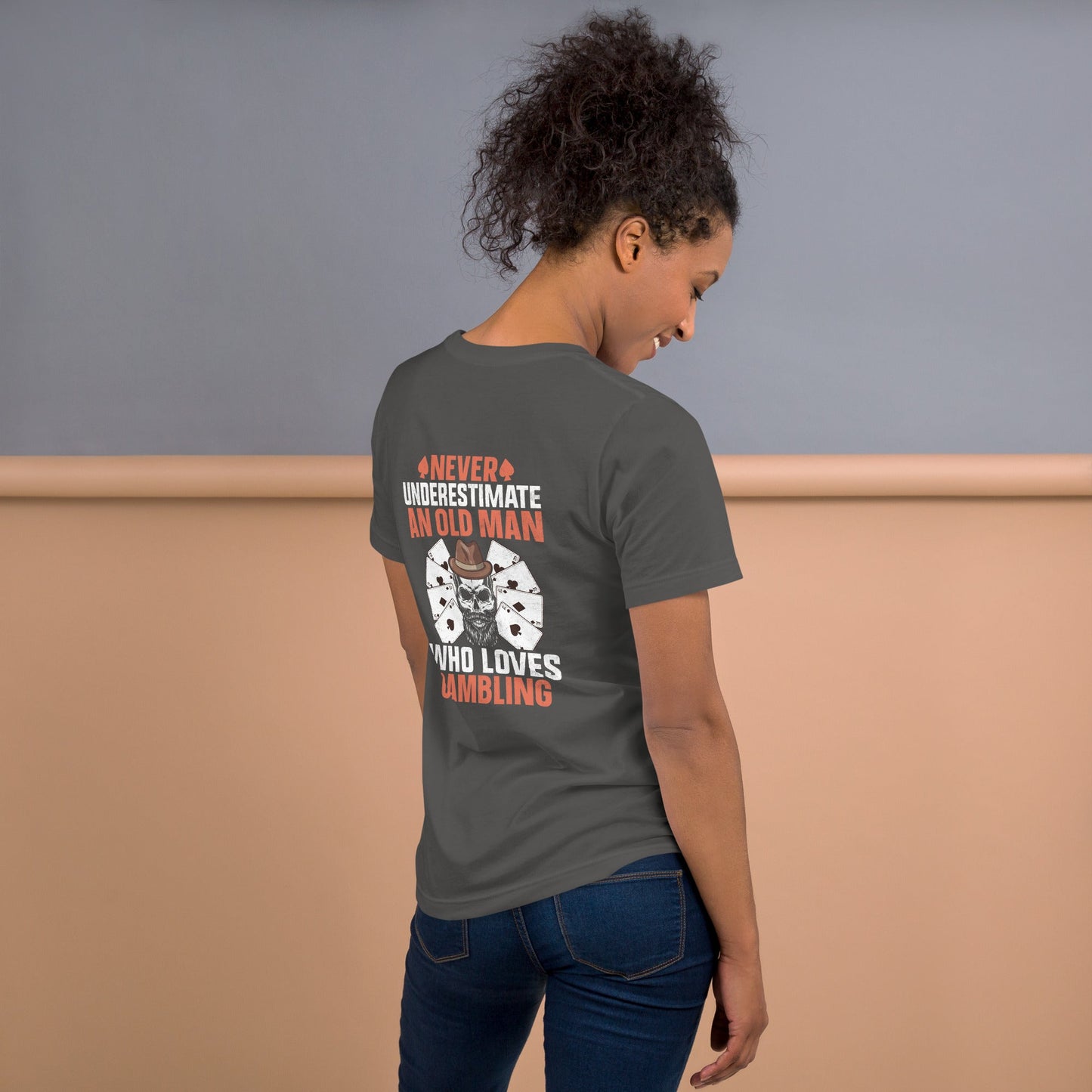 Never Underestimate an old man who Loves gambling - Unisex t-shirt ( Back Print ) by DarkByteGear
