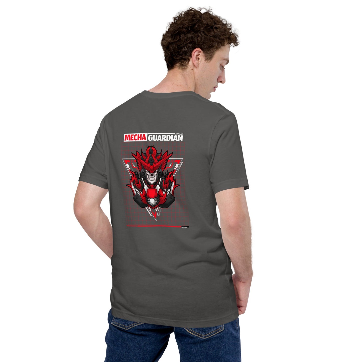 Red Mecha Guardian - Unisex t-shirt ( Back Print ) by DarkByteGear