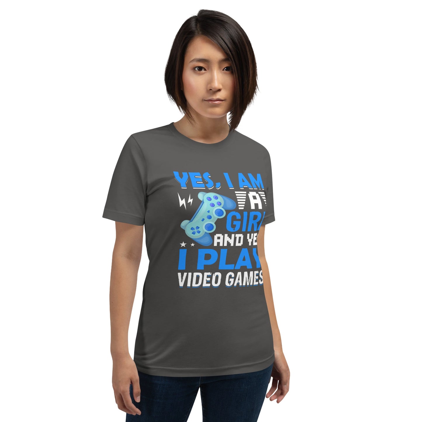 Yes, I am a Girl. Yes! I play Videogame Unisex t-shirt by DarkByteGear