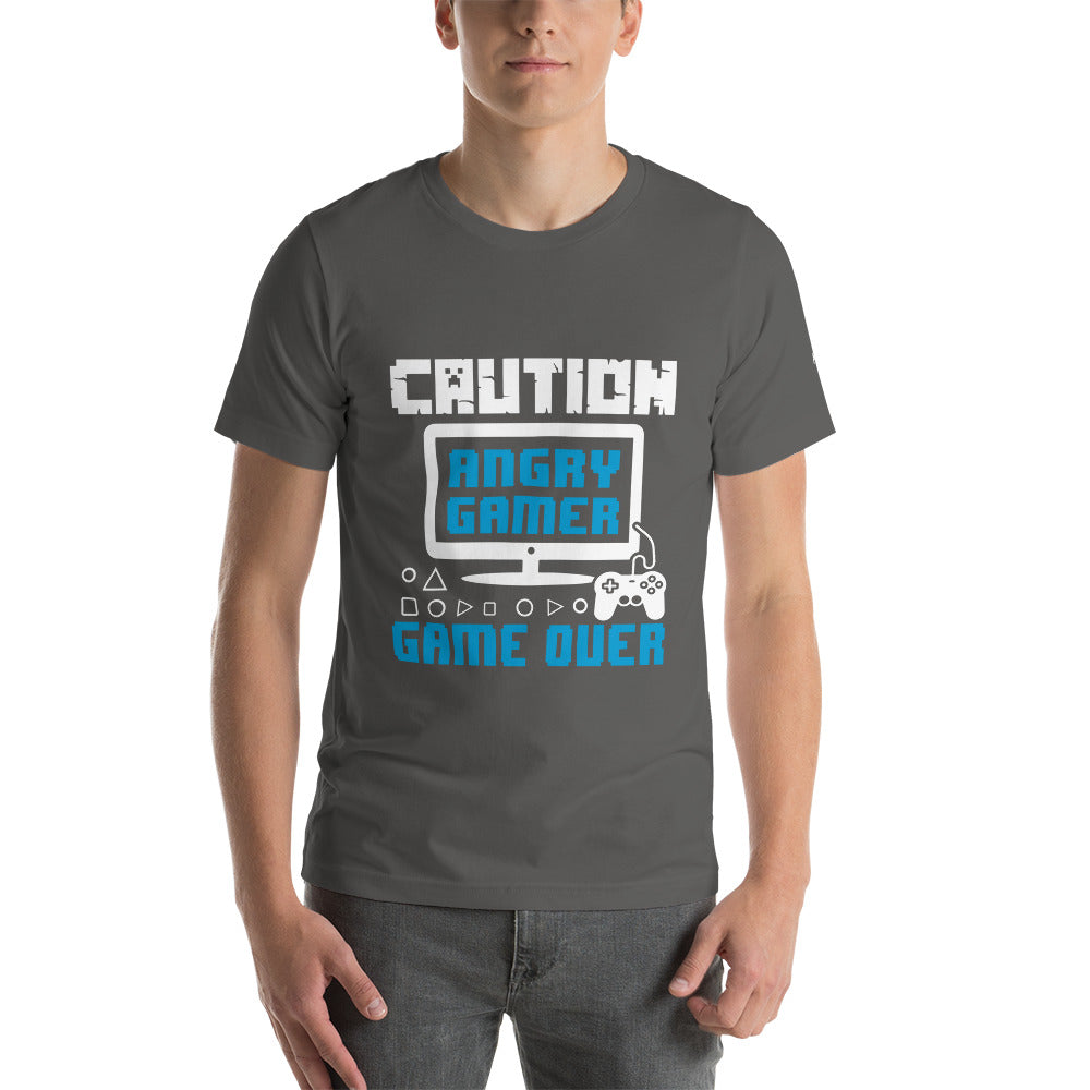 Caution! Angry Gamer Unisex t-shirt by DarkByteGear