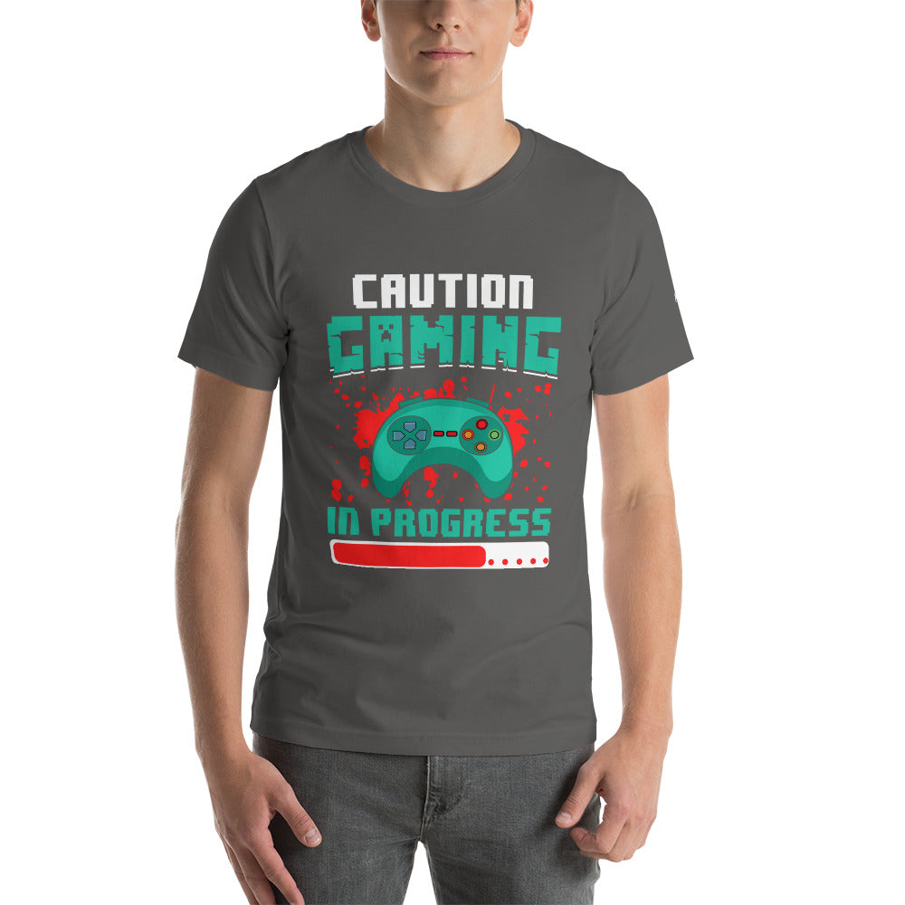 Caution! Gaming In Process Unisex t-shirt by DarkByteGear