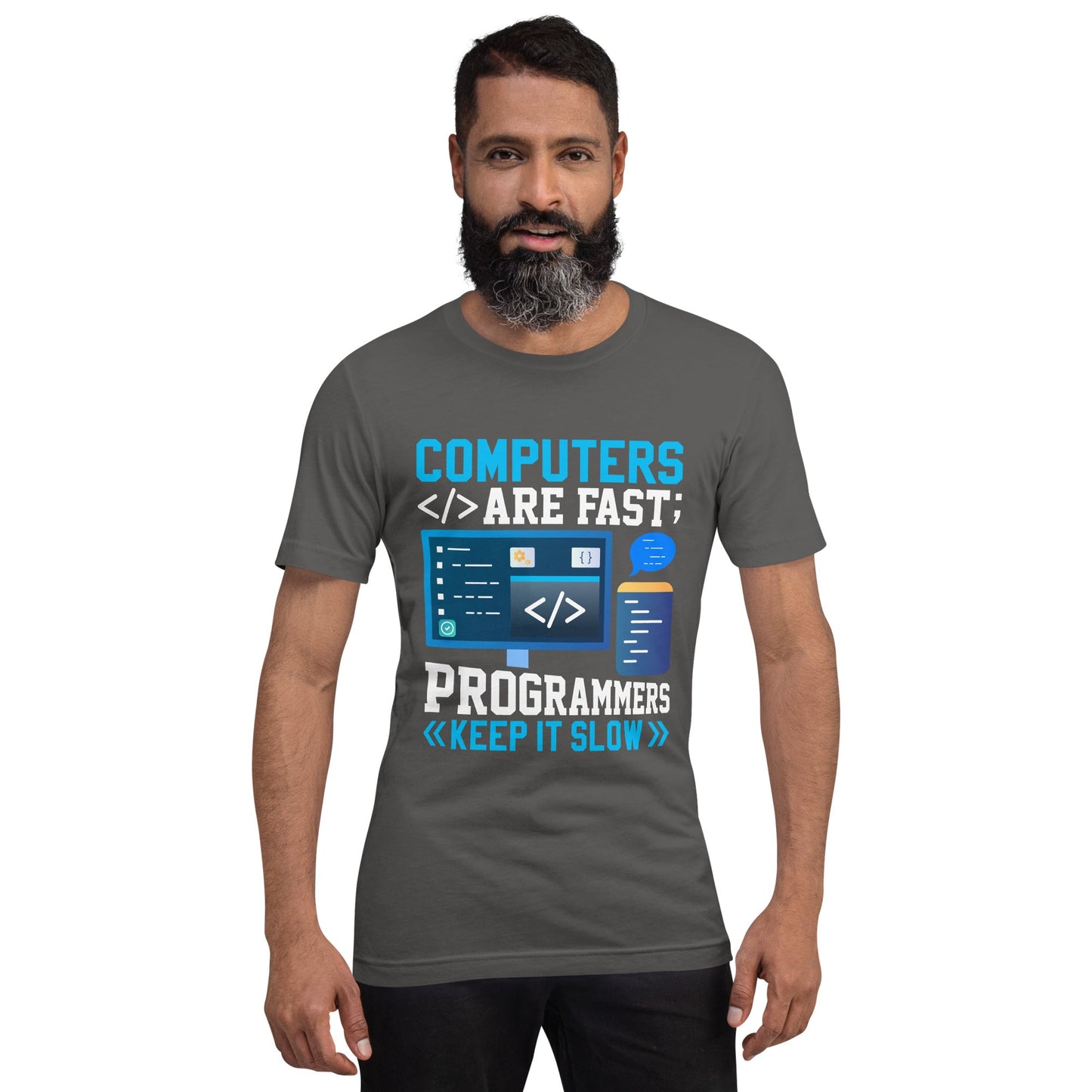 Computers are fast - Blue RK Unisex t-shirt by DarkByteGear