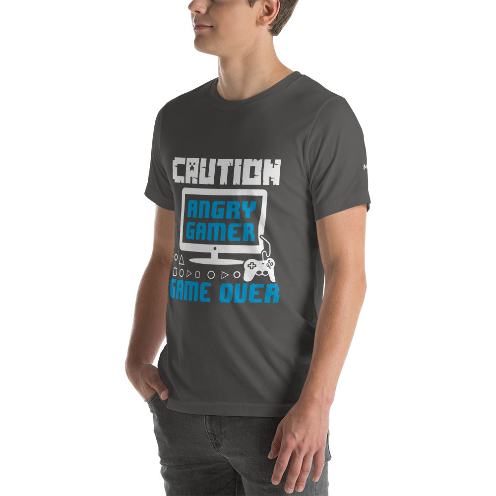 Caution! Angry Gamer Unisex t-shirt by DarkByteGear