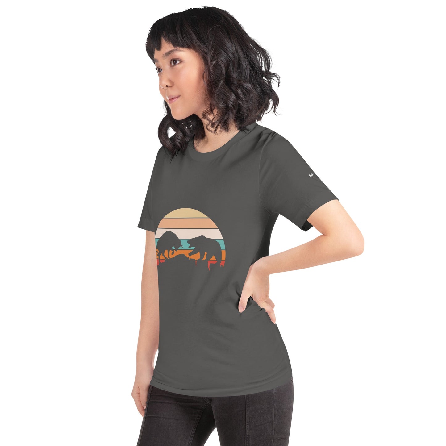 Bull Bear Fight in Sunset - Unisex t-shirt by DarkByteGear