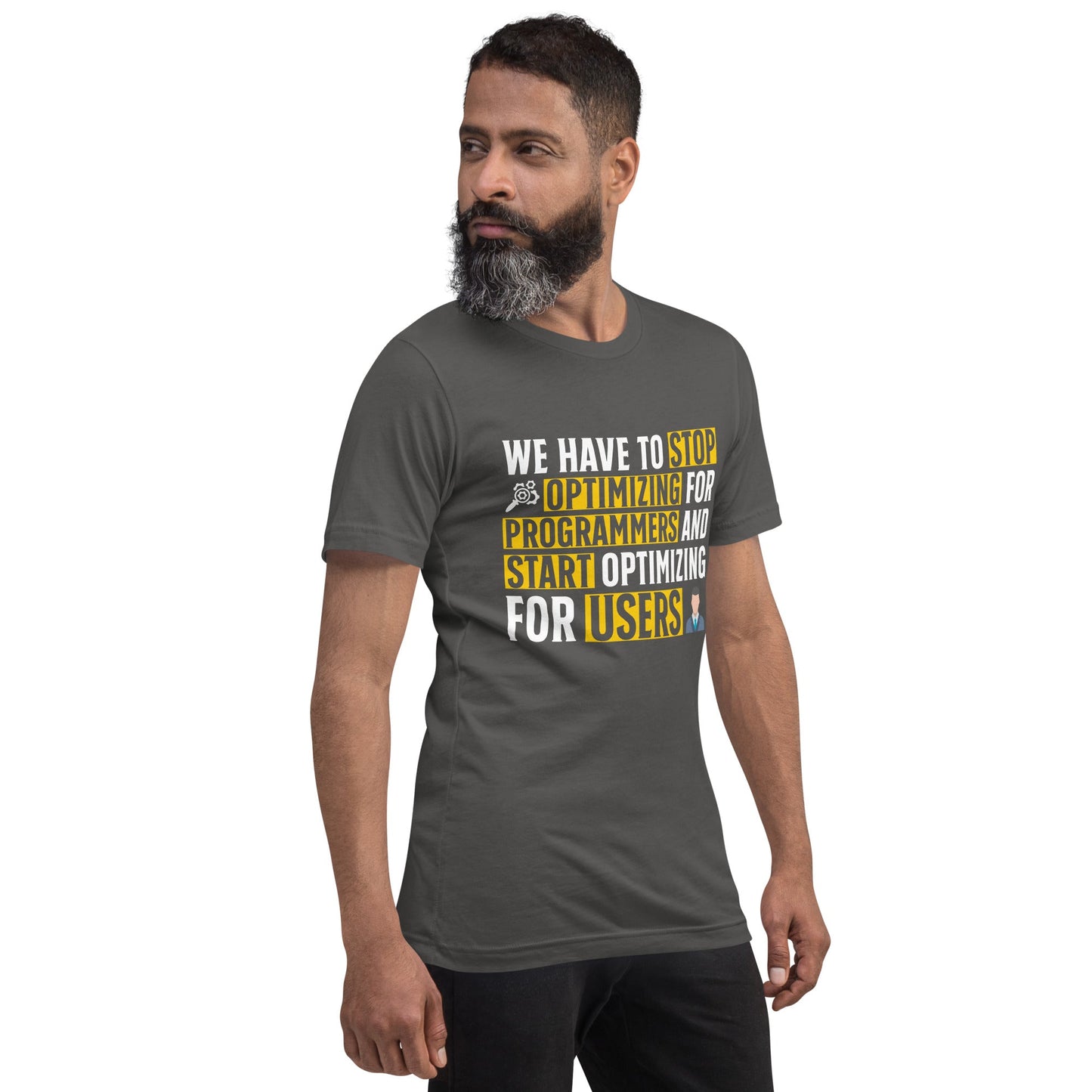 We have to stop optimizing for programmers and start optimizing for users - Unisex t-shirt by DarkByteGear