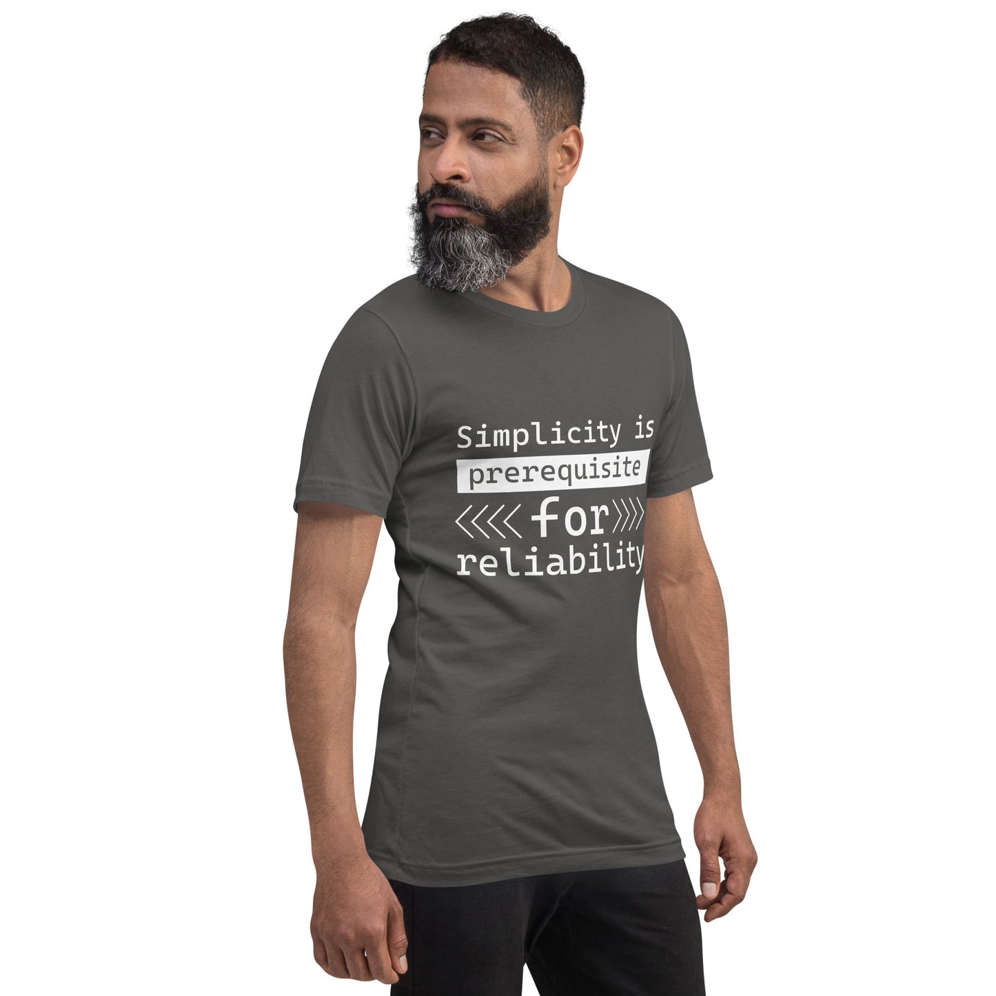 Simplicity is the prerequisite for reliability - Unisex t-shirt by DarkByteGear